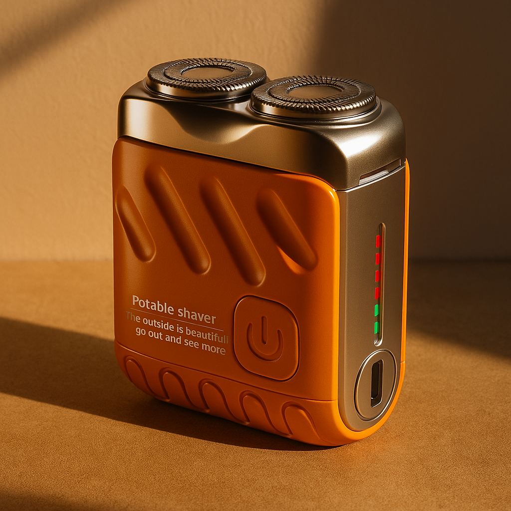 Rasoir électrique portable à double lame, design magnétique, rechargeable par USB.